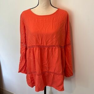 🎄Amanda Green orange tunic top  L EUC